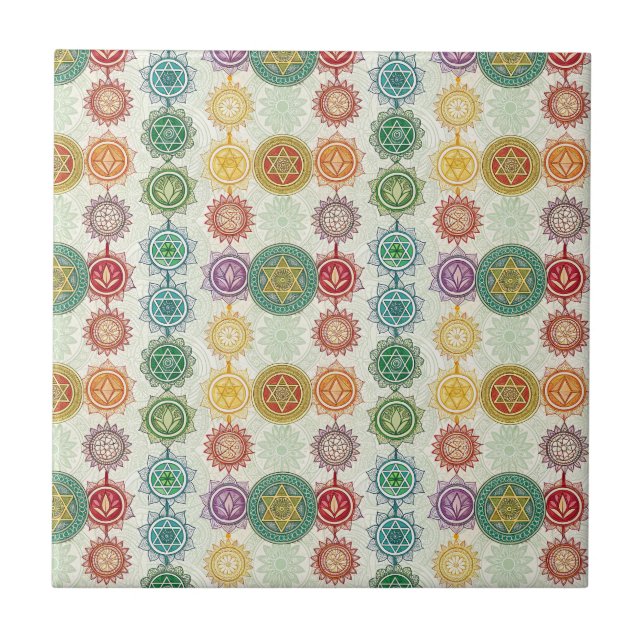 Zen Energisymbol Mandala Design Mönster Konst Kakelplatta (Framsidan)