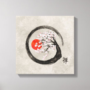 Zen Enso Circle och Sakura Träd på Canvas