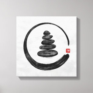 Zen Enso Circle och Zen stones - Vattenfärg Canvastryck