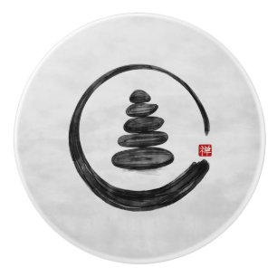 Zen Enso Circle och Zen stones - Vattenfärg Knopp