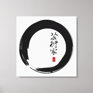 Zen Enso med konstgjord kalligrafi Canvastryck