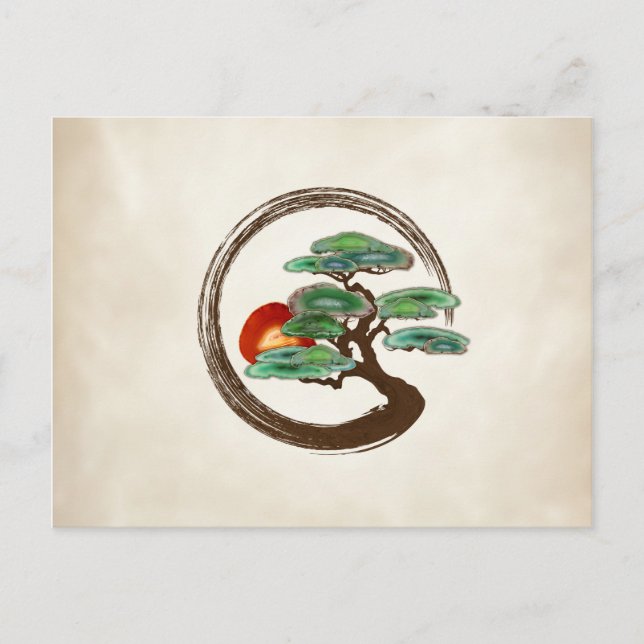 Zen Enzo Geode Bonsai Träd på duk Vykort (Framsida)
