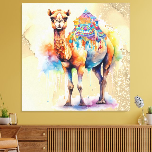 *~* Zen Fantasy CAMEL Rainbow Glitter SC5 Canvastryck (Insitu (Vardagsrum))