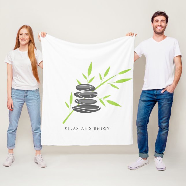 Zen filtblanke med välbefinnande stenar fleecefilt (På plats)