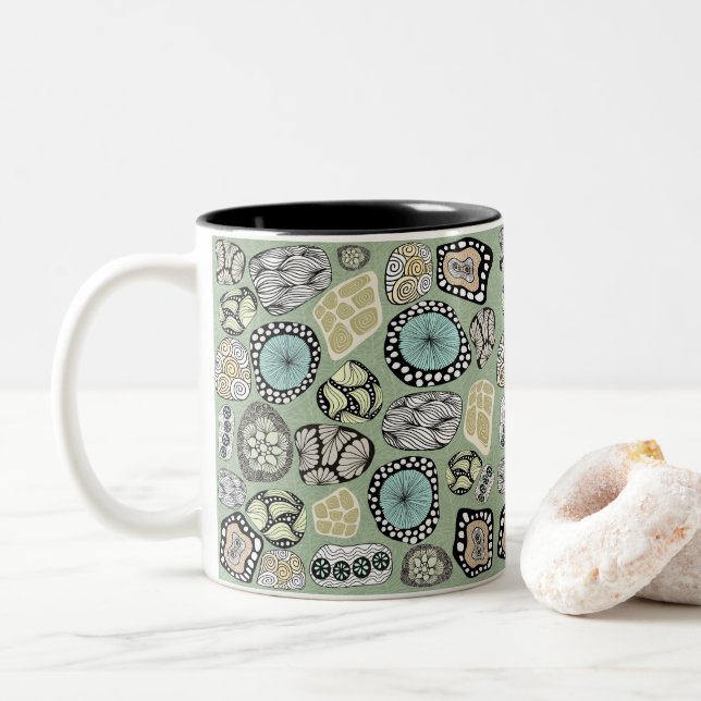 Zen Floral Abstract Design Mug Två-Tonad Mugg (Med munk)