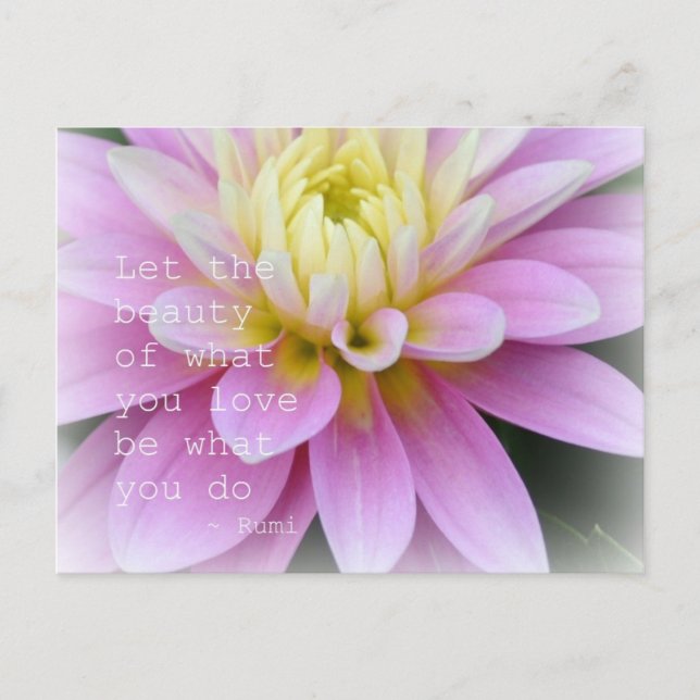 Zen Flower-Dahlia Postcard Rumi Quote Vykort (Framsida)
