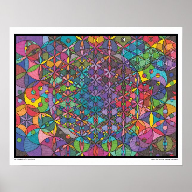 Zen Flower of Life - Divine Ögon Print Poster (Framsidan)