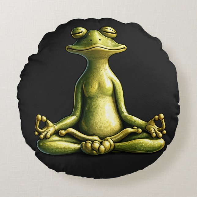 Zen Frog Rund Kudde (Framsidan)
