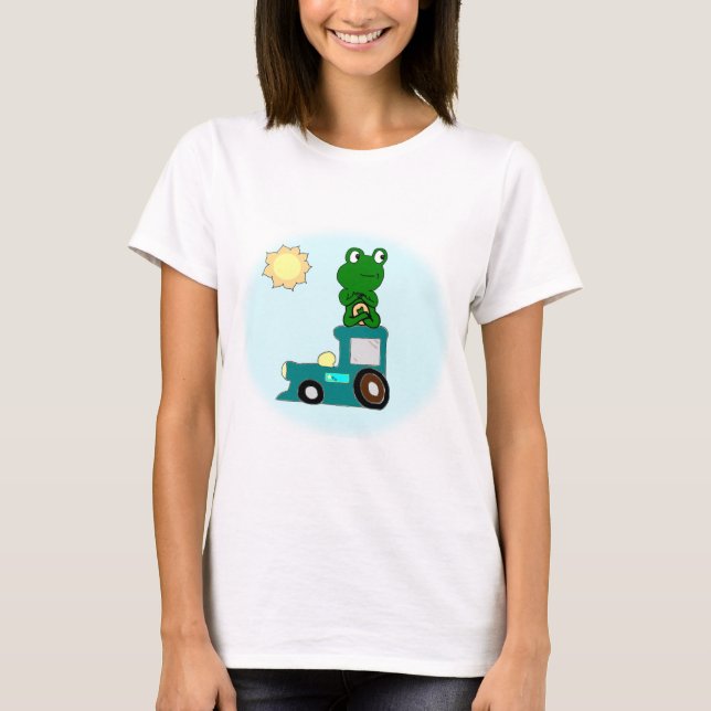 Zen Frog Sitta vid Tåg T Shirt (Framsida)