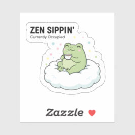 Zen Frog Tea Sticker – Chill Cute Cloud Animal Klistermärken