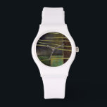 Zen Garden I Armbandsur<br><div class="desc">Wipsy grenar sträcks ut mot en flerfärgad bakgrund i biet av Jennifer Goldberger. Ljust grönt på grenar står i skarp kontrast till det mörk färg som de är emot. Köp ditt exemplar idag.</div>