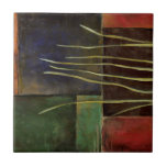 Zen Garden I Kakelplatta<br><div class="desc">Wipsy grenar sträcks ut mot en flerfärgad bakgrund i biet av Jennifer Goldberger. Ljust grönt på grenar står i skarp kontrast till det mörk färg som de är emot. Köp ditt exemplar idag.</div>