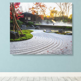 Zen Garden med Rakat Sand och japanska aples Canvastryck