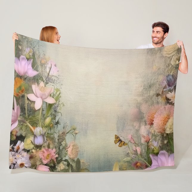 Zen Garden Oasis: Serene Lotus in Watercolor Fleecefilt (På plats)