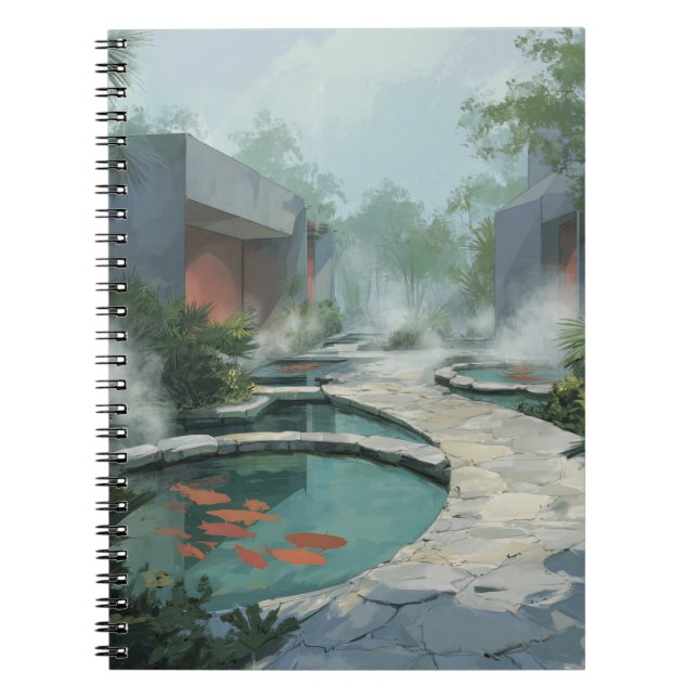 Zen Garden Spa Koi Pond Pathway Art bärbar dator Anteckningsbok (Framsidan)