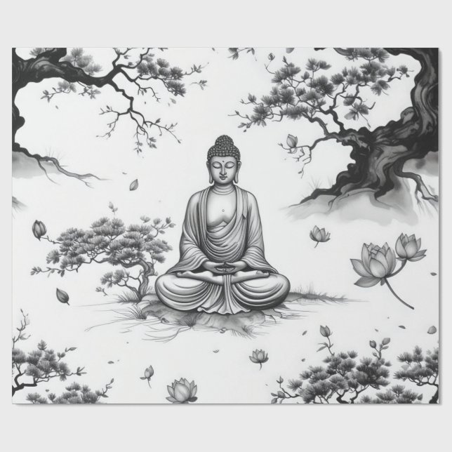 Zen Garden Wrapping Papper Presentpapper (Platt)
