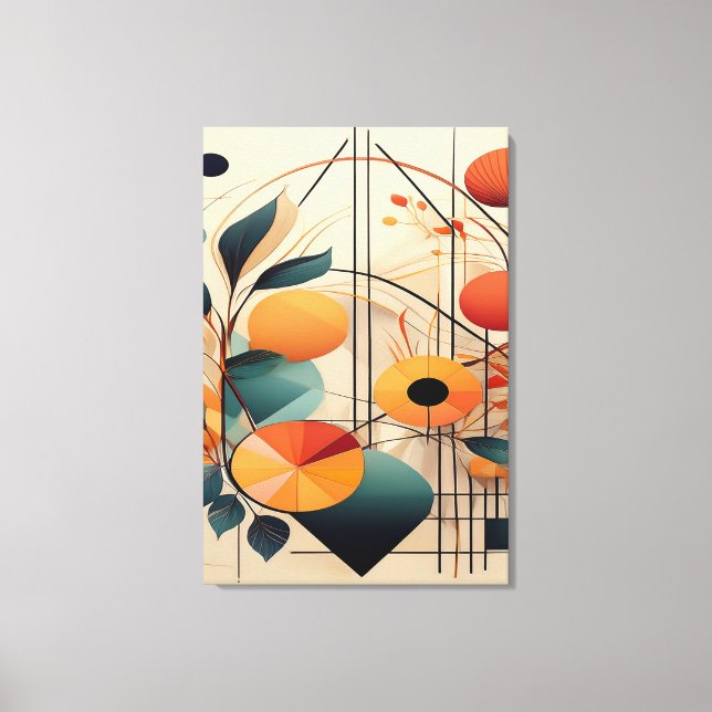 Zen-geometri: Abstrakt botanisk fusionskonst Canvastryck (Framsida)