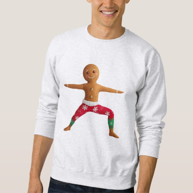 Zen Gingerbread – Yoga Warrior Cookie Christmas Te Lång Ärmad Tröja (Framsida)