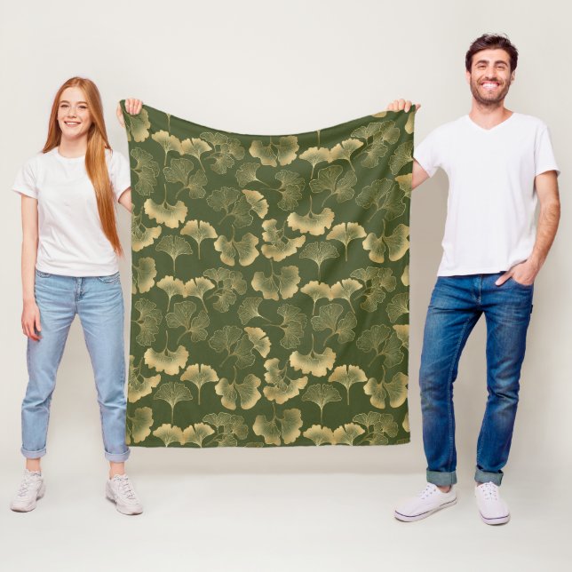 Zen Ginkgo Bladmönster Fleecefilt (På plats)