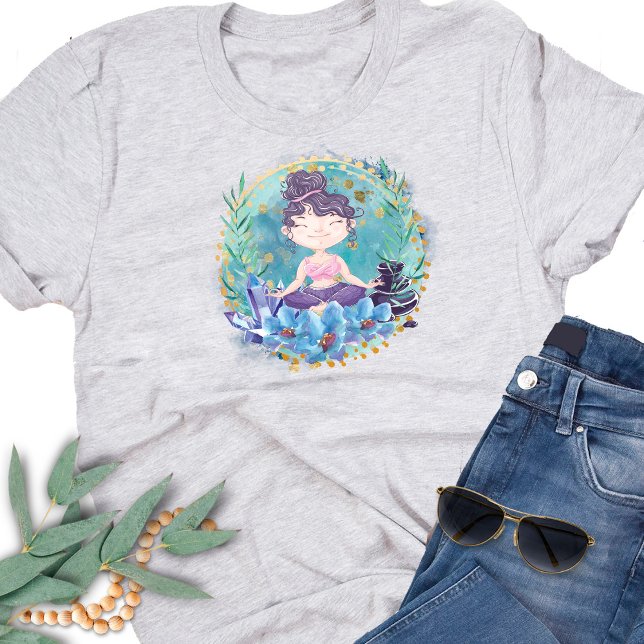 Zen Girl Yoga Spa Sten Crystals Flowers T-Shirt (Skapare uppladdad)