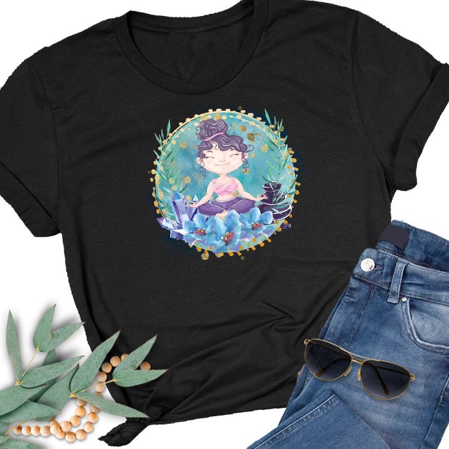 Zen Girl Yoga Spa Sten Crystals Flowers T Shirt (Skapare uppladdad)