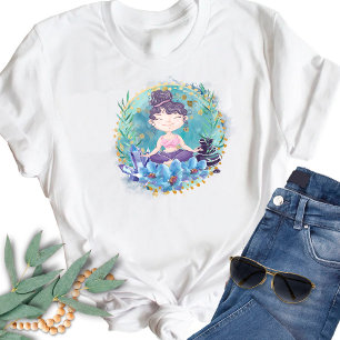 Zen Girl Yoga Spa Sten Kristaller Blommor T Shirt