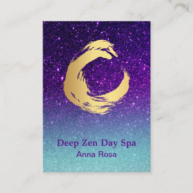 *~* Zen Glitter Guld Spiral meditrejke Riki Visitkort (Framsida)