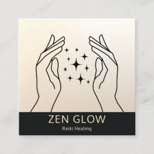 Zen Glow Energy Healer Reiki Practitioner Hälsa Fyrkantigt Visitkort