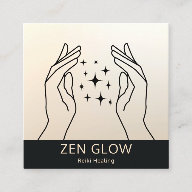 Zen Glow Energy Healer Reiki Practitioner Hälsa Fyrkantigt Visitkort (Framsida)
