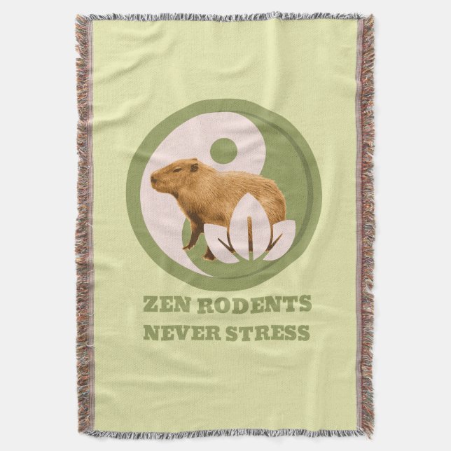 Zen Gnagare Stressar Aldrig Capybara Humor Filt (Framsidan Vertikal)