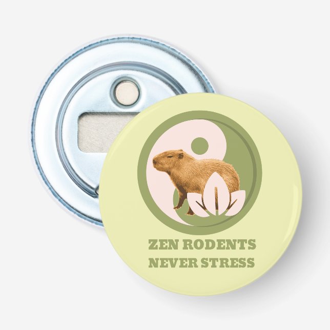 Zen Gnagare Stressar Aldrig Capybara Humor Flasköppnare (Framsidan)