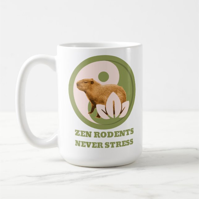 Zen Gnagare Stressar Aldrig Capybara Humor Kaffemugg (Vänster)