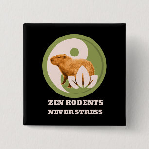 Zen Gnagare Stressar Aldrig Capybara Humor Knapp