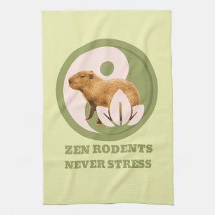 Zen Gnagare Stressar Aldrig Capybara Humor Kökshandduk