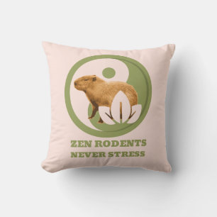 Zen Gnagare Stressar Aldrig Capybara Humor Kudde