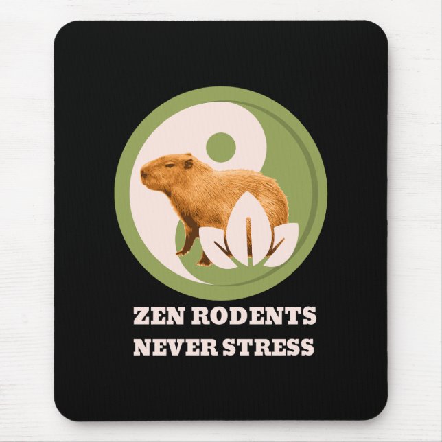 Zen Gnagare Stressar Aldrig Capybara Humor Musmatta (Framsidan)