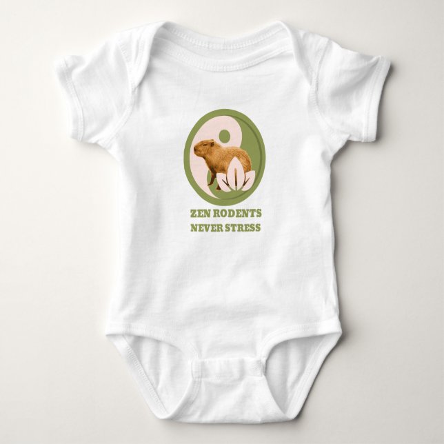 Zen Gnagare Stressar Aldrig Capybara Humor T Shirt (Framsida)