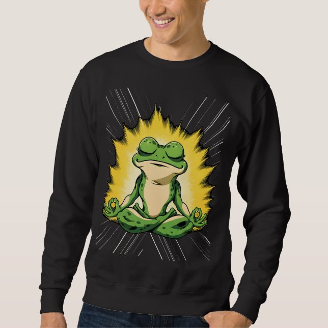 Zen Groda Meditation Super Saiyan Glöd Konst Lång Ärmad Tröja (Framsida)