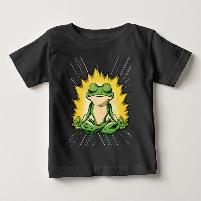Zen Groda Meditation Super Saiyan Glöd Konst T Shirt (Framsida)