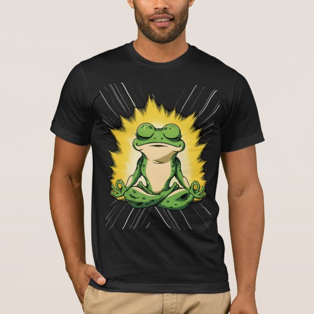 Zen Groda Meditation Super Saiyan Glöd Konst T Shirt (Framsida)