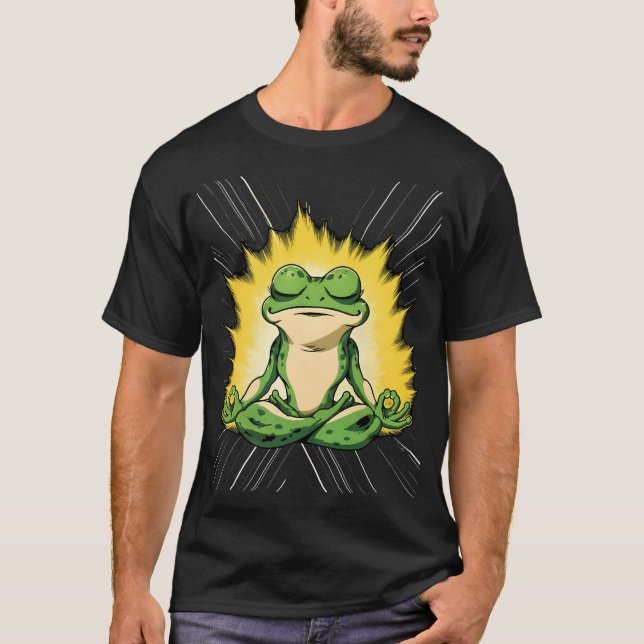 Zen Groda Meditation Super Saiyan Glöd Konst T Shirt (Framsida)