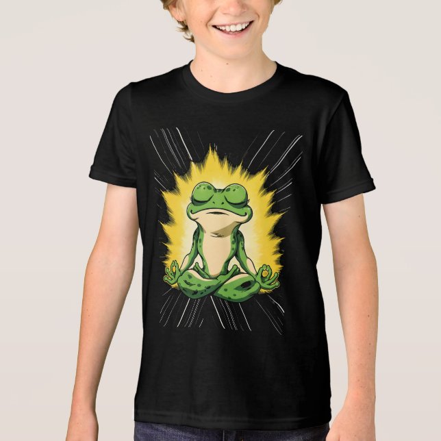 Zen Groda Meditation Super Saiyan Glöd Konst T Shirt (Framsida)