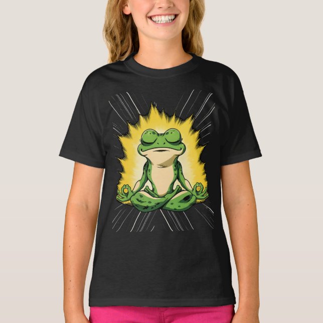 Zen Groda Meditation Super Saiyan Glöd Konst T Shirt (Framsida)