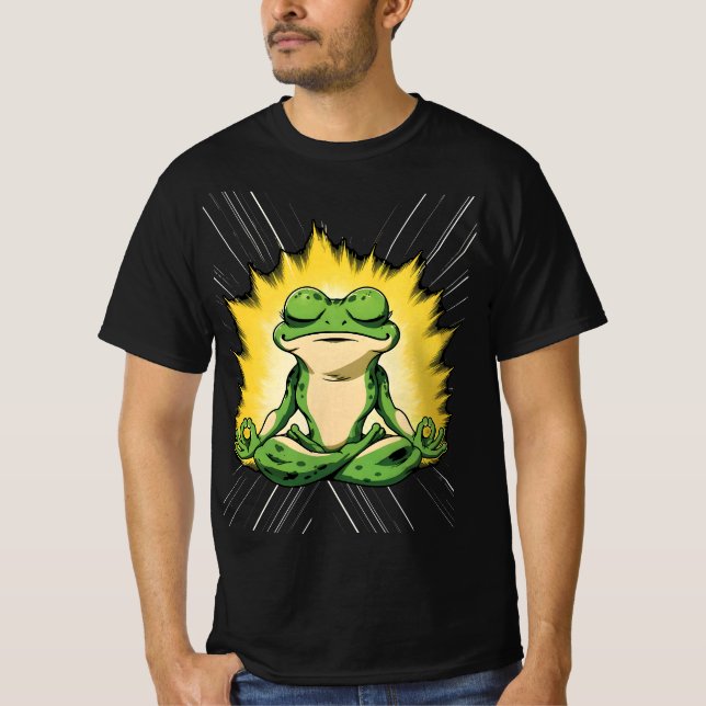 Zen Groda Meditation Super Saiyan Glöd Konst T Shirt (Framsida)