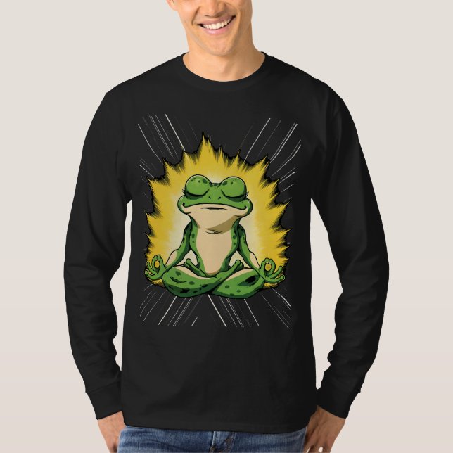 Zen Groda Meditation Super Saiyan Glöd Konst T Shirt (Framsida)
