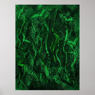 Zen Gröna Tunes Lugnande Abstrakt Väggkonstaffisch Poster