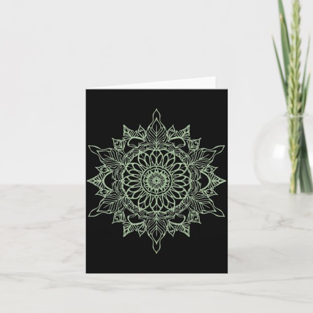 Zen Grow Linje Konst Mandala Fredlig Botanisk  Kort (Framsida)
