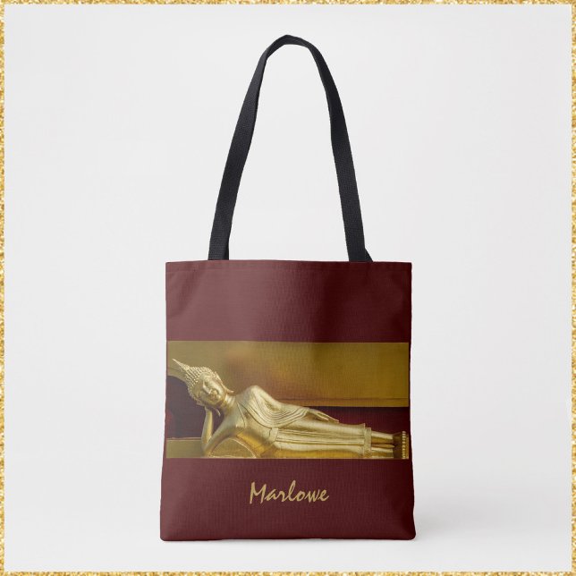 Zen Guld och Mörk Red Reclining Buddha Tygkasse (Skapare uppladdad)