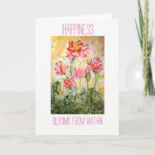 Zen Happiness Lotus Watercolor Art Art Greeting Ca Kort