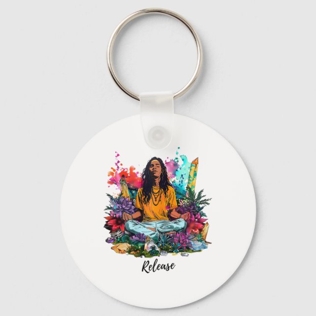 Zen Harmony Yoga Och Meditation Inspirerad Design  Nyckelring (Framsida)